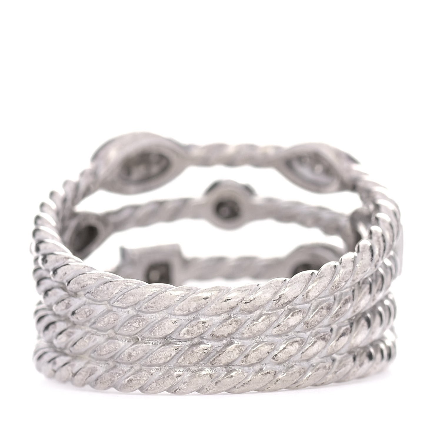 Sterling Silver Diamond Confetti 4 Row Ring 58 8.25