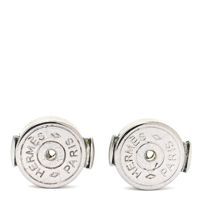 Hermes Palladium Lacquered Cage d'H Earrings Rose Indien 6 of 6