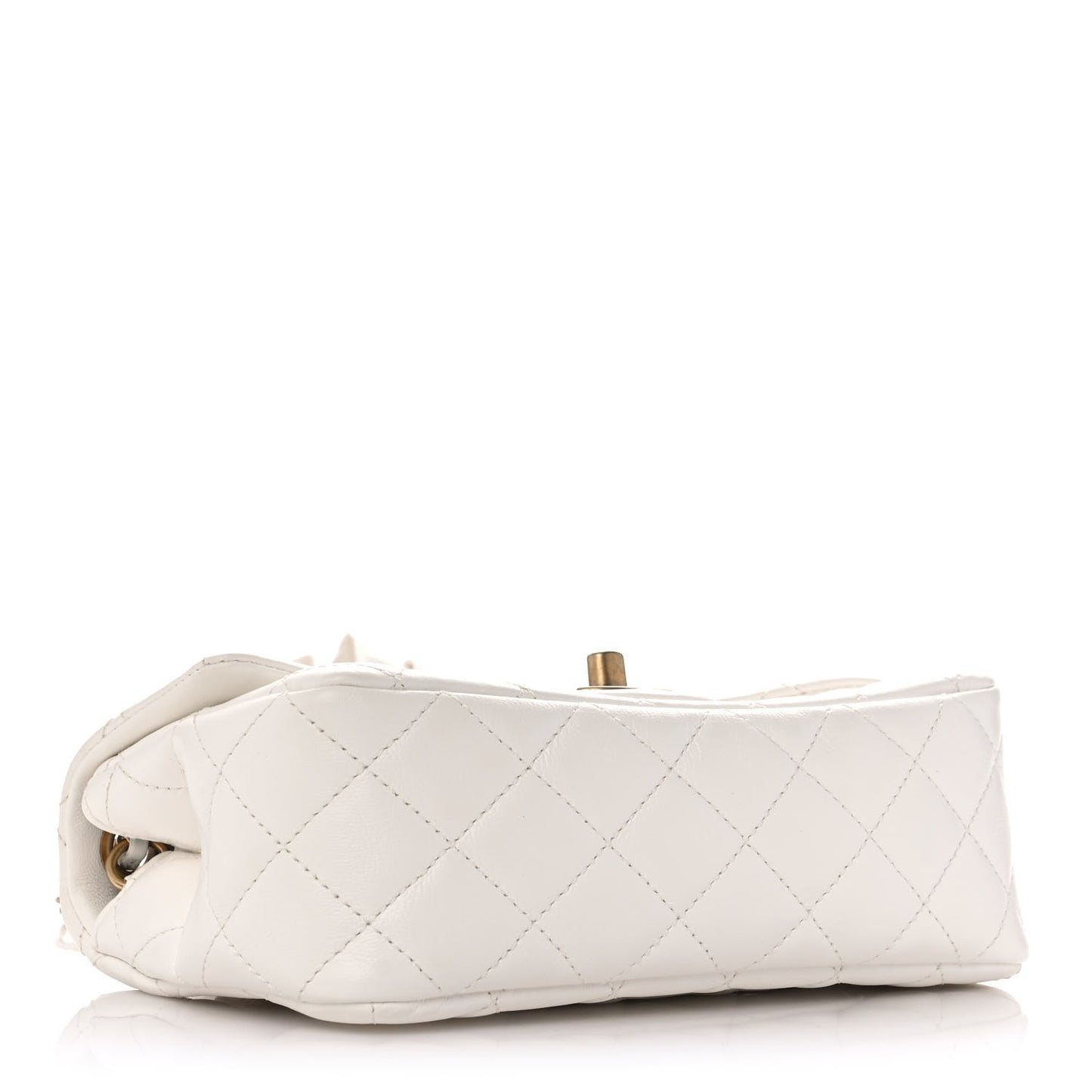 Lambskin Quilted Mini Romance Rectangular Flap White