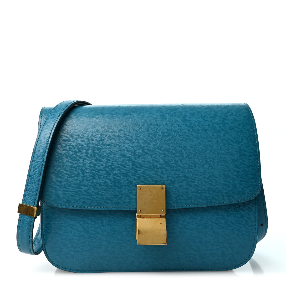 Celine Liege Calfskin Medium Classic Box Flap Bag Turquoise 1 of 10