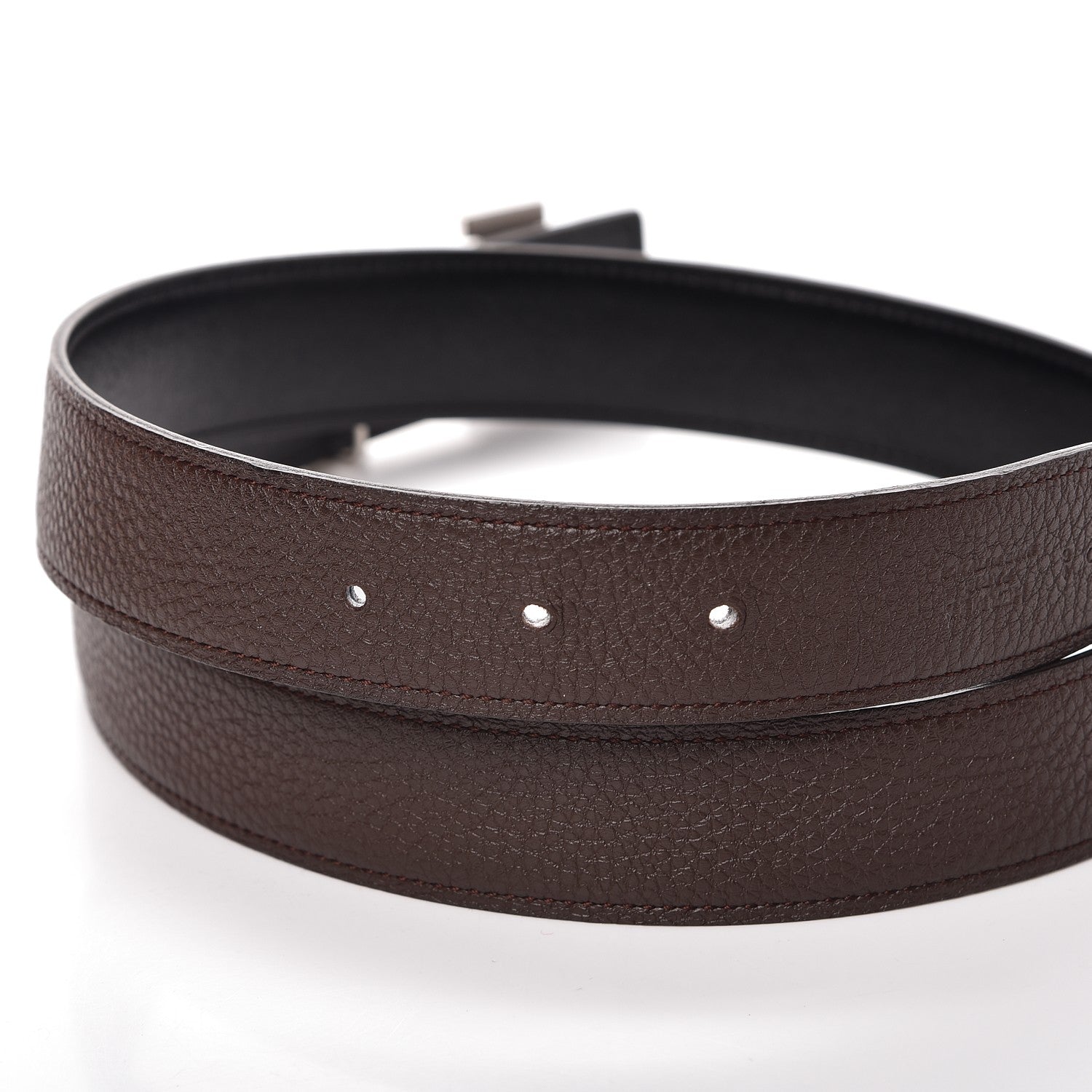Hermes Box Togo 32mm H Belt 85 Black Chocolate 4 of 8