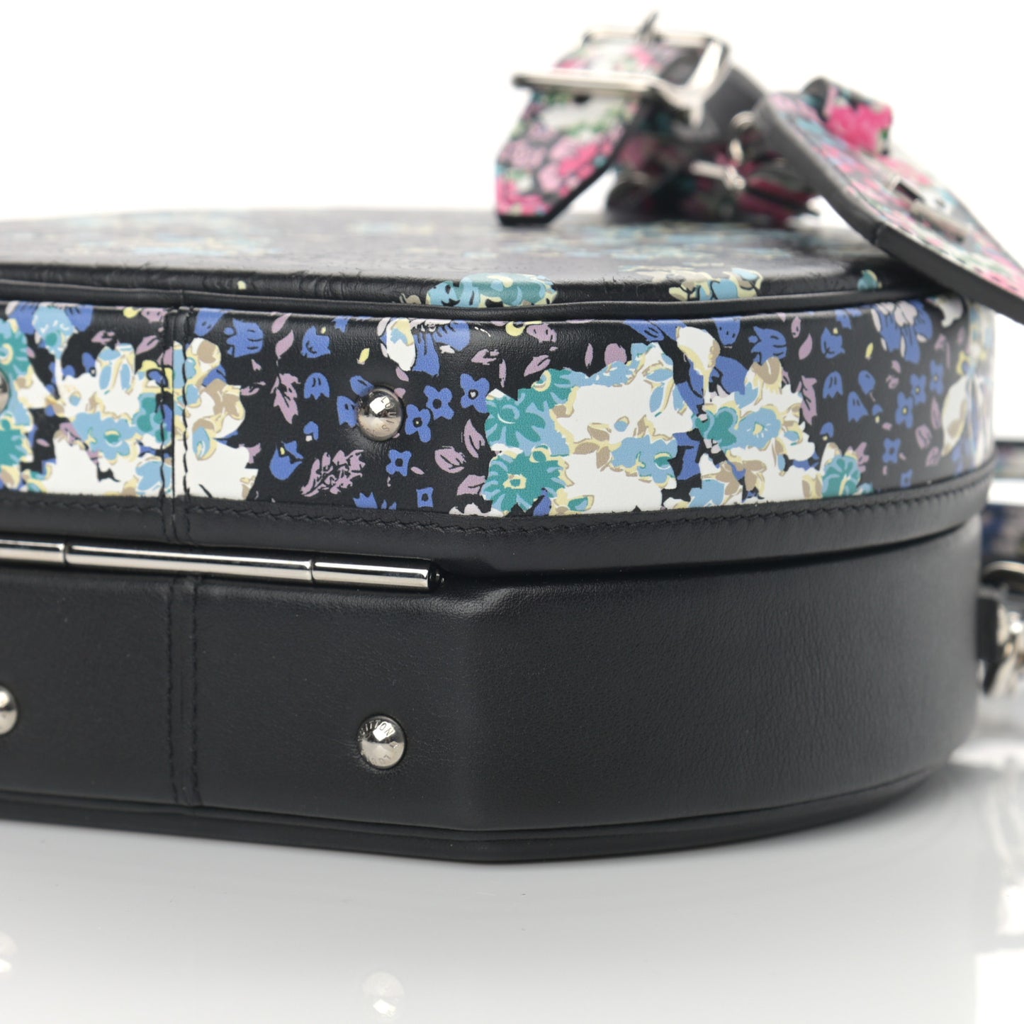 Calfskin Floral Print Petite Boite Chapeau Black