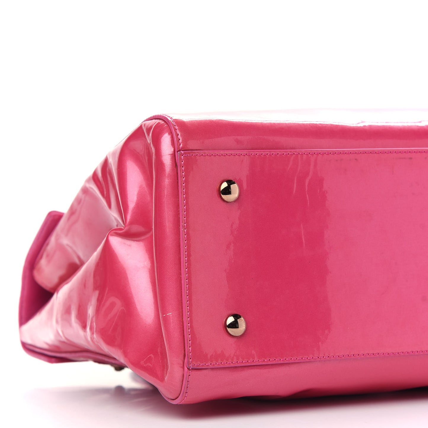 Patent Calfskin Large Signature Tote Pink