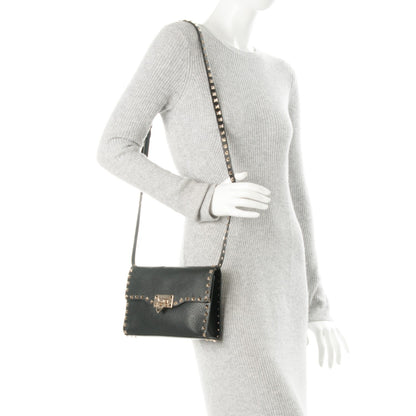 Valentino Garavani Pebbled Calfskin Medium Rockstud Flip Lock Crossbody Bag Black 2 of 6