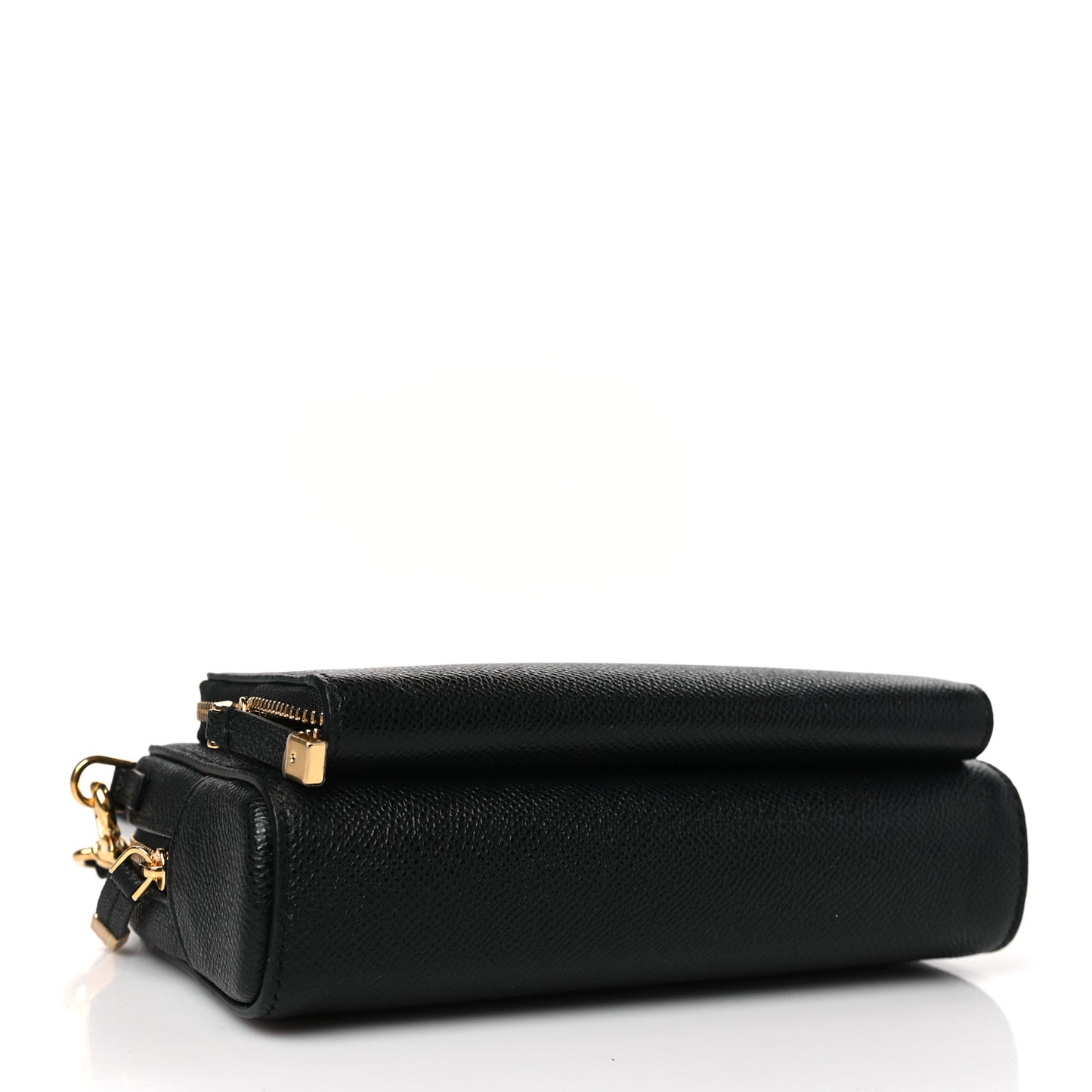 Grained Calfskin Caro Double Pouch Black