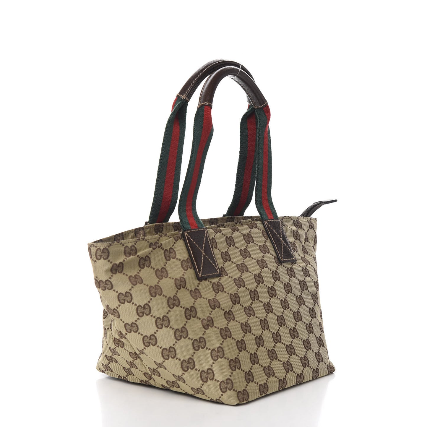 GG Monogram Small Web Handle Bucket Tote Dark Brown