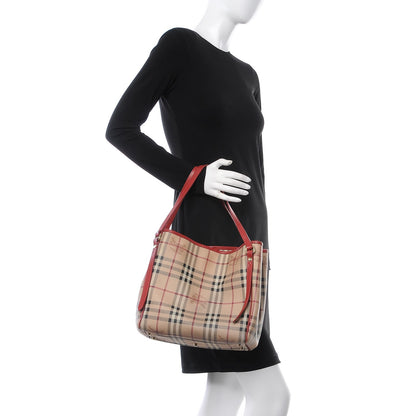Burberry Haymarket Check Small Canterbury Tote Military Red 2 of 9
