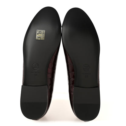 Chanel Patent Calfskin Crocodile Embossed Ballerina Flats 38 Dark Burgundy Black 6 of 10