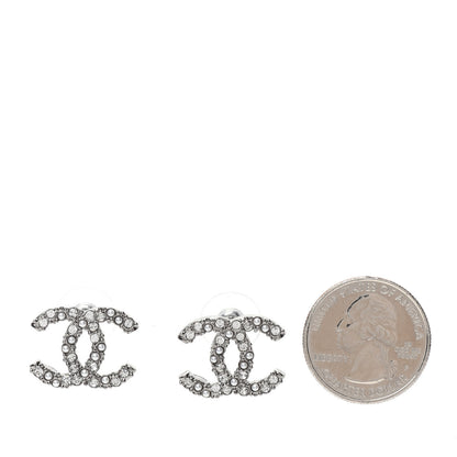 Chanel Crystal Pearl CC Earrings Silver 2 of 5