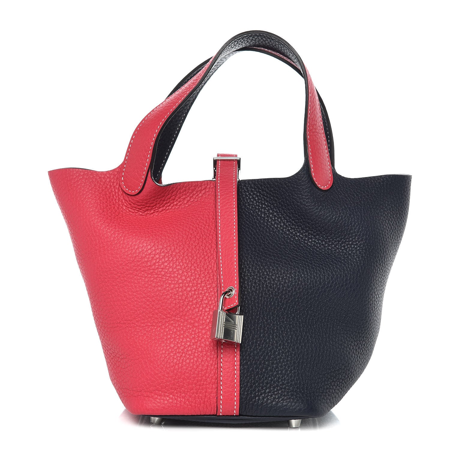 Hermes Taurillon Clemence Casaque Picotin Lock 18 PM Rose Extreme Bleu Nuit 1 of 10