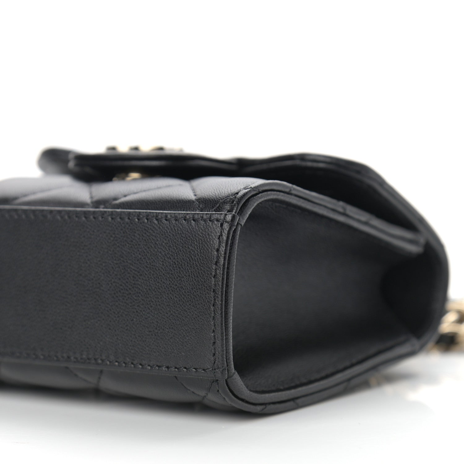 Chanel Lambskin Quilted Top Handle Flap Clutch With Chain Black 9 of 9