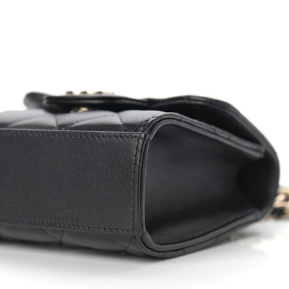 Chanel Lambskin Quilted Top Handle Flap Clutch With Chain Black 9 of 9