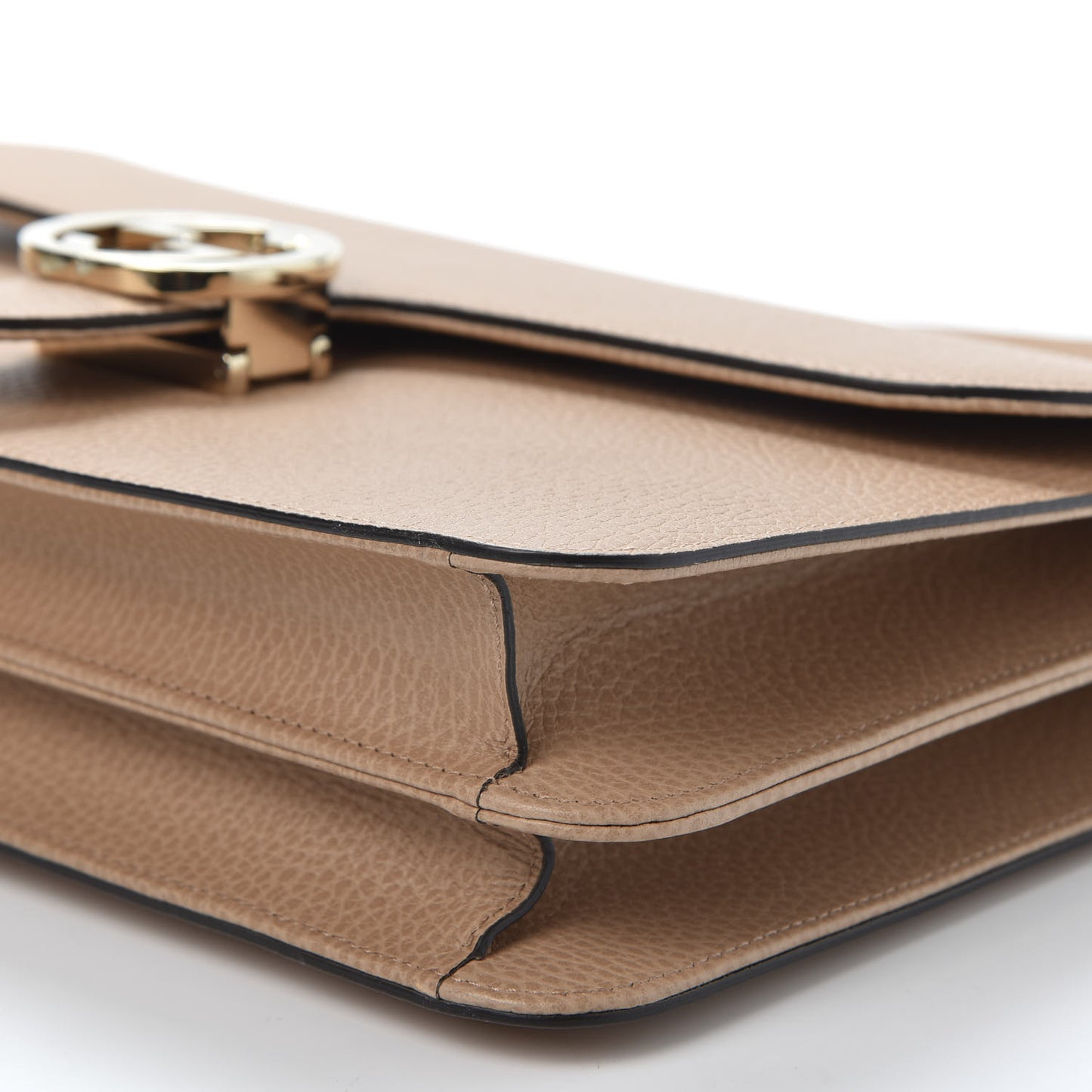 Dollar Calfskin Interlocking G Shoulder Bag Camelia