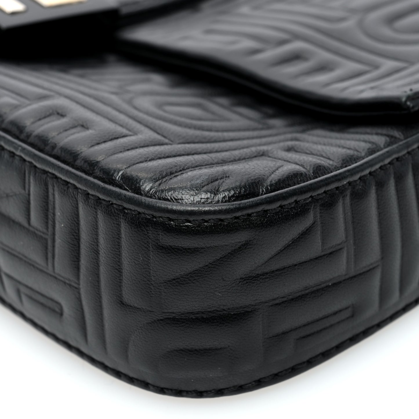 Nappa Logo Embossed Baguette Black