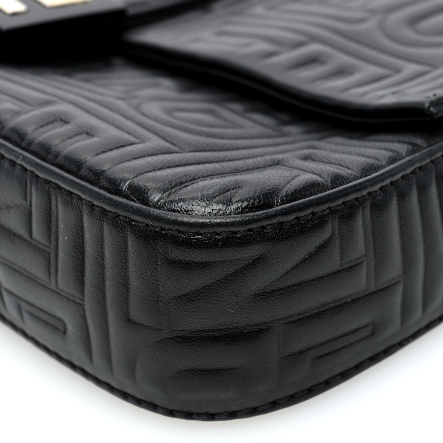 Fendi Nappa Logo Embossed Baguette Black 9 of 9
