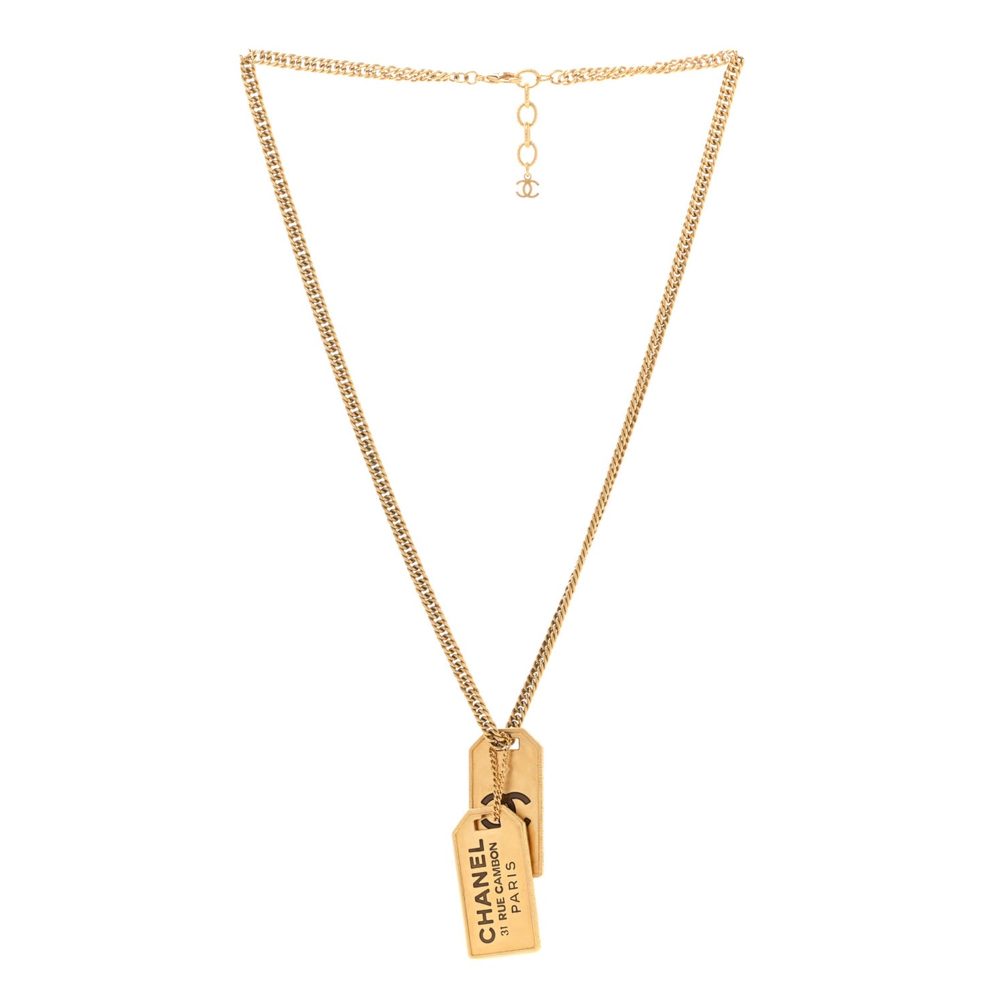 ID Dog Tag Charm Necklace Gold