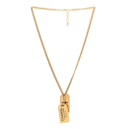 Chanel ID Dog Tag Charm Necklace Gold 3 of 7