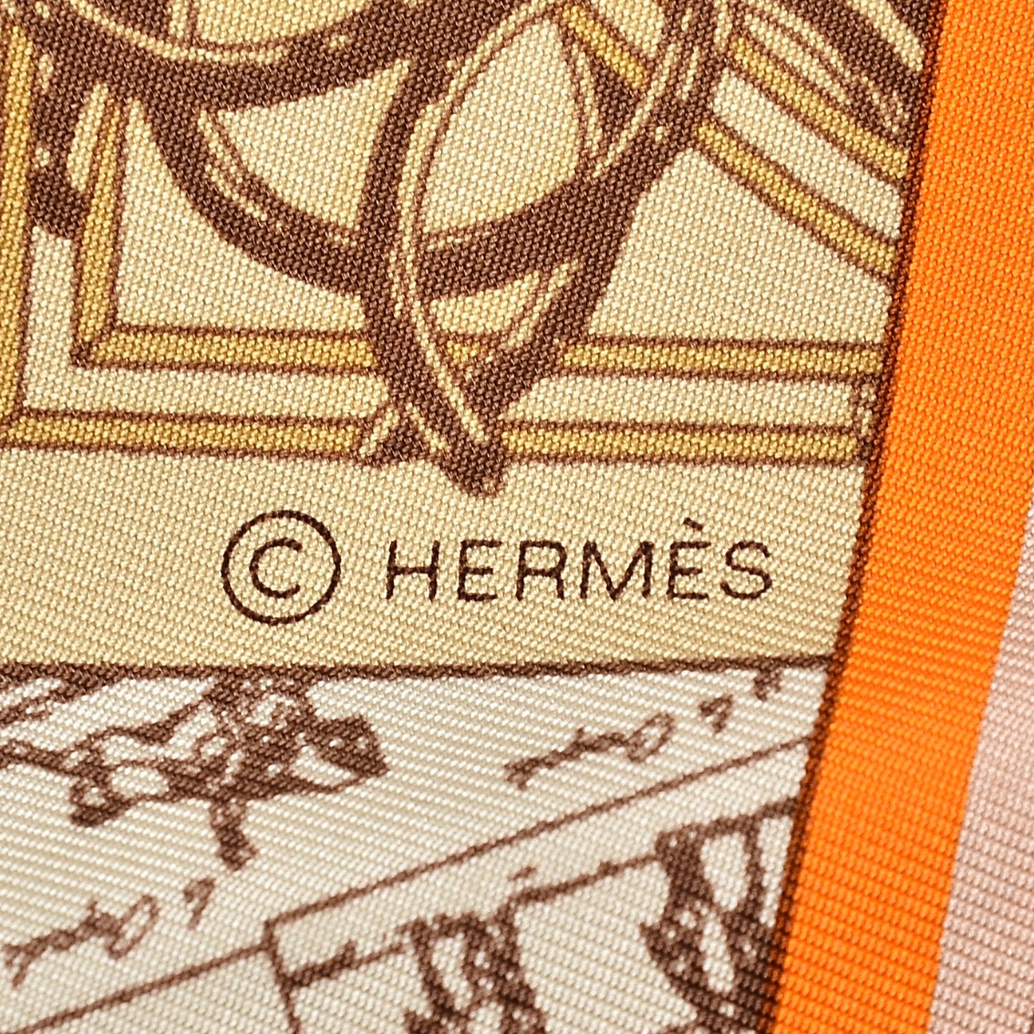 Hermes Silk Cheval Phoenix Scarf 140 Beige Orange Kaki 7 of 10