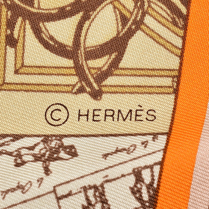 Hermes Silk Cheval Phoenix Scarf 140 Beige Orange Kaki 7 of 10