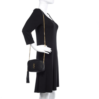 Saint Laurent Grain De Poudre Matelasse Monogram Mini Lou Camera Bag Black 2 of 9