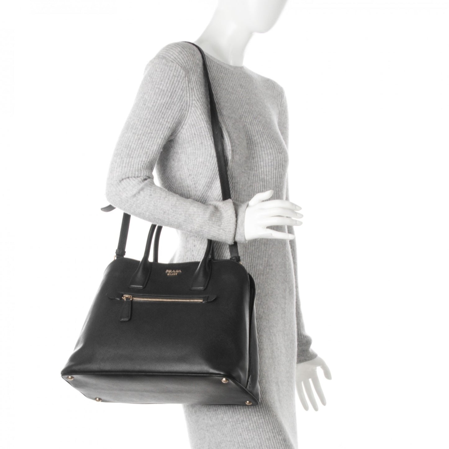 Saffiano Cuir Open Promenade Tote Black
