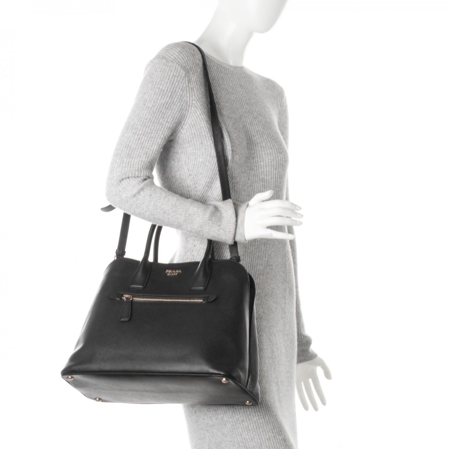 Prada Saffiano Cuir Open Promenade Tote Black 2 of 7