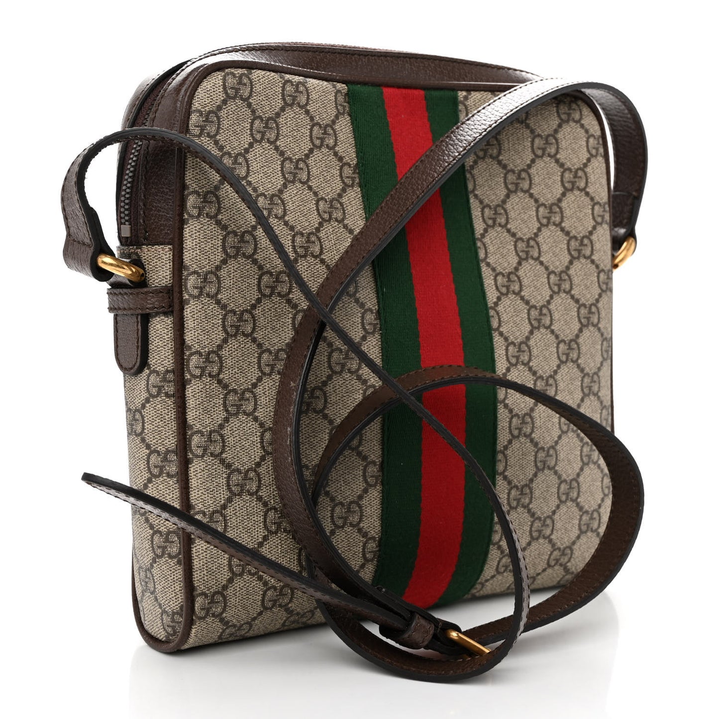 GG Supreme Monogram Web Small Ophidia Messenger Bag Brown