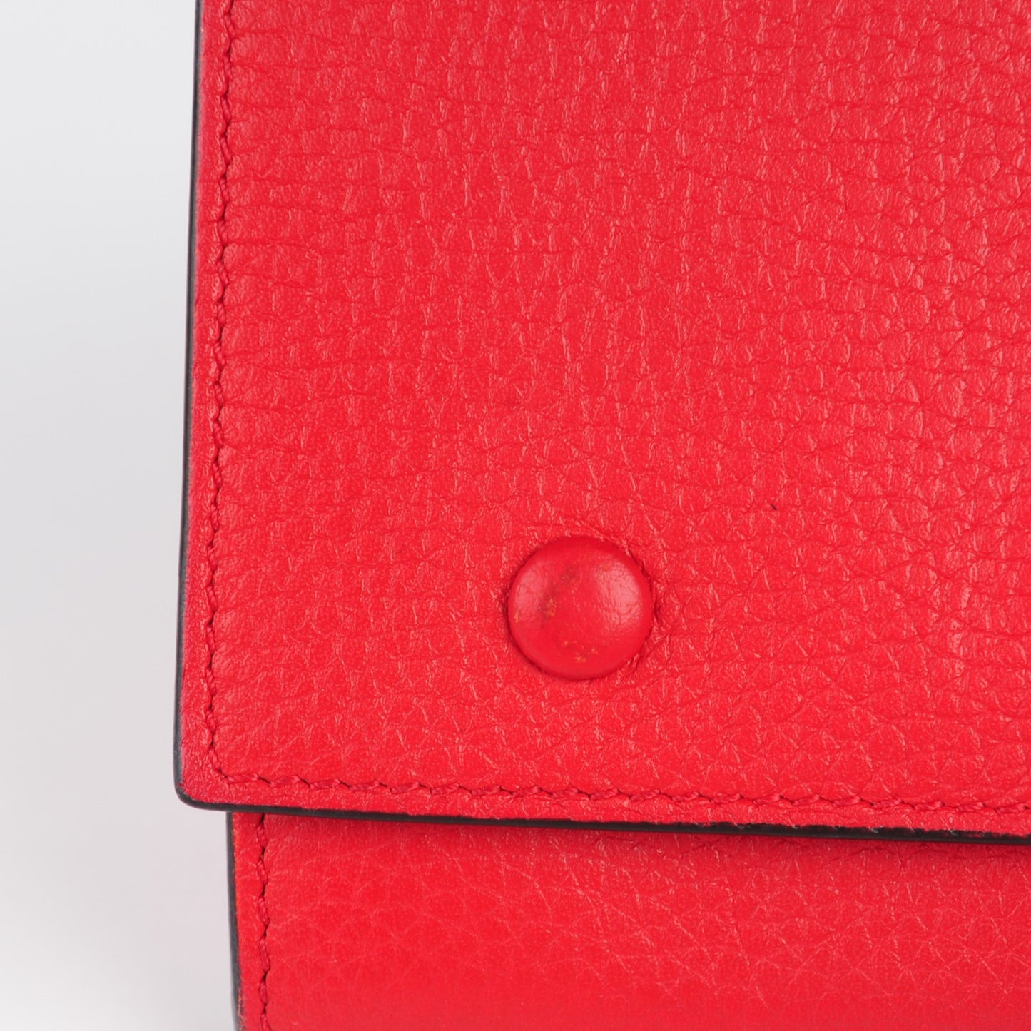 Drummed Calfskin Large Flap Multifunction Wallet Vermillion
