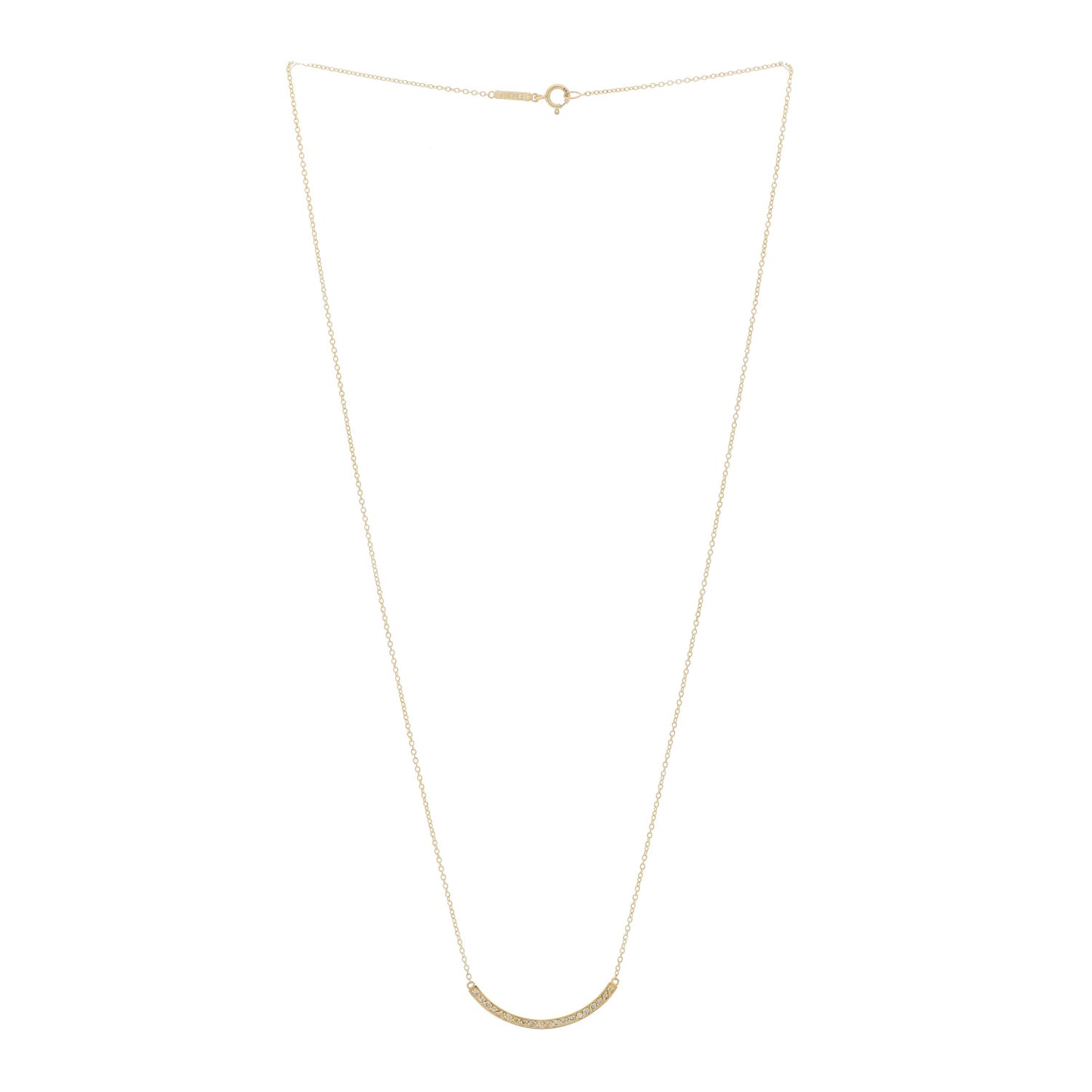 18K Yellow Gold Diamond Curved Stick Pendant Necklace