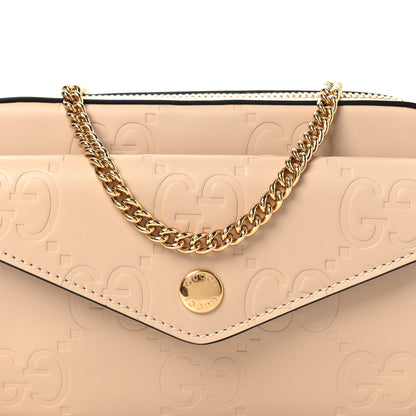 Gucci Calfskin GG Super Mini Debossed Chain Wallet Light Beige 8 of 10