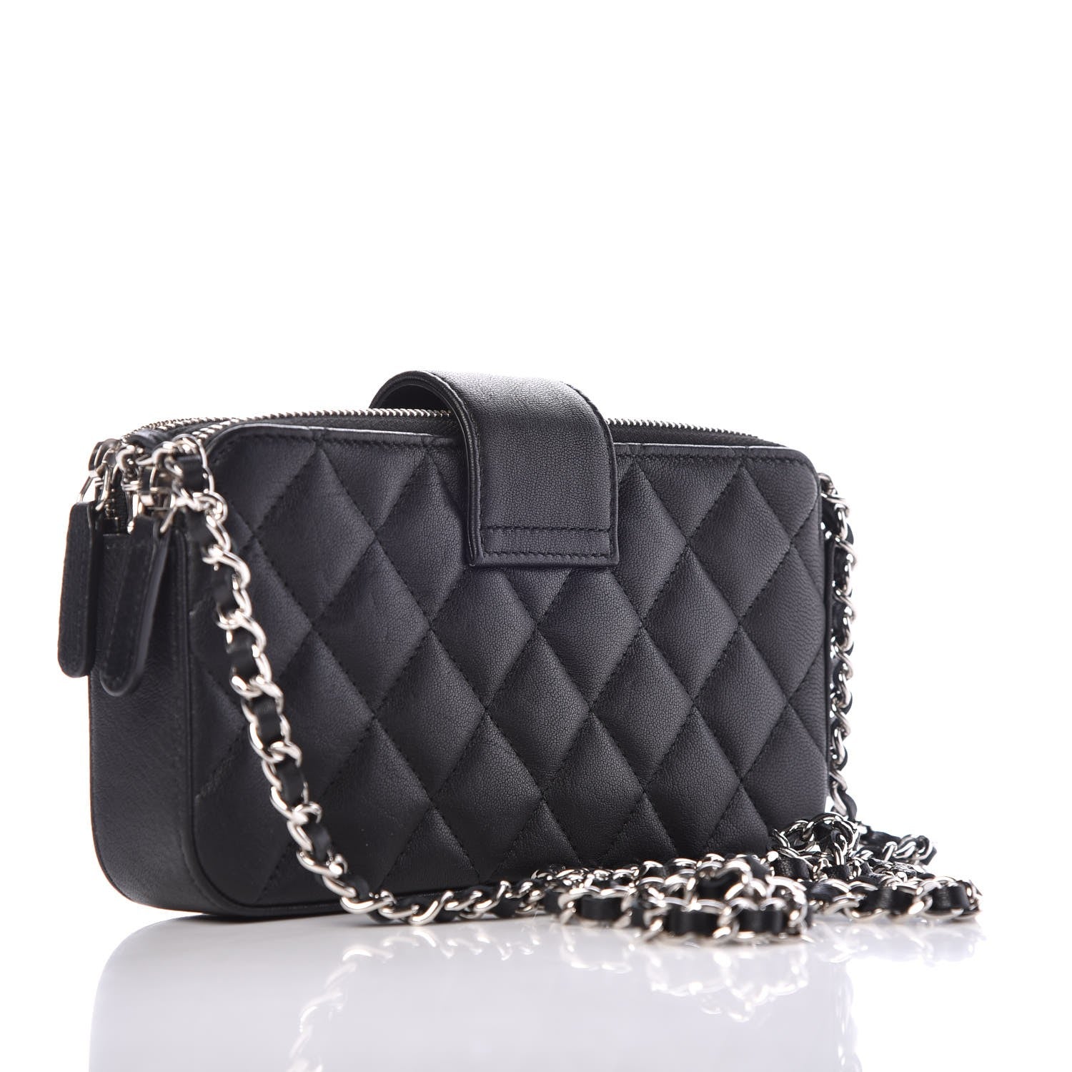 Chanel Lambskin Quilted CC Box Clutch With Chain Black 3 of 9