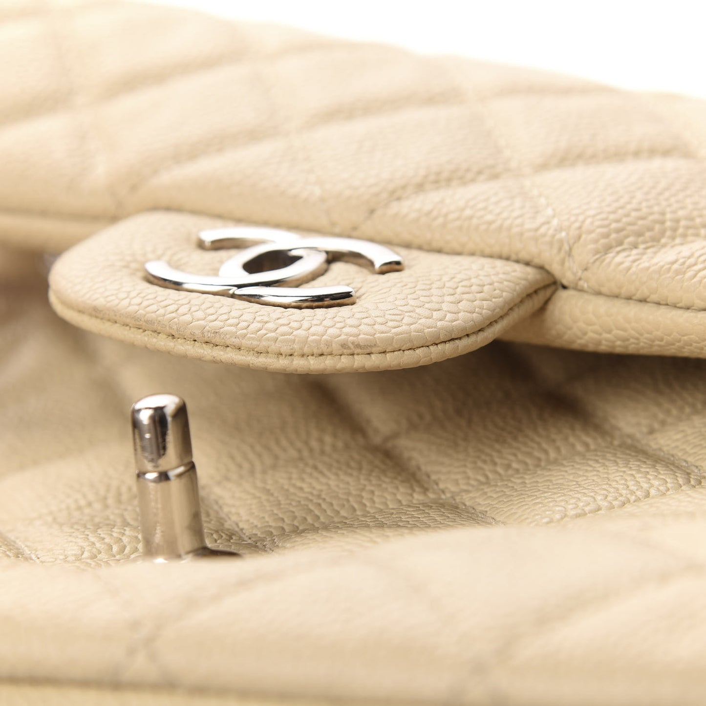 Caviar Quilted Jumbo Easy Flap Beige