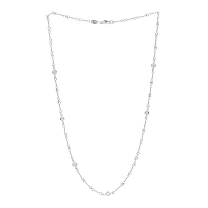 Roberto Coin 18K White Gold Diamond By the Inch Seven Station Dog Bone Necklace 3 of 5