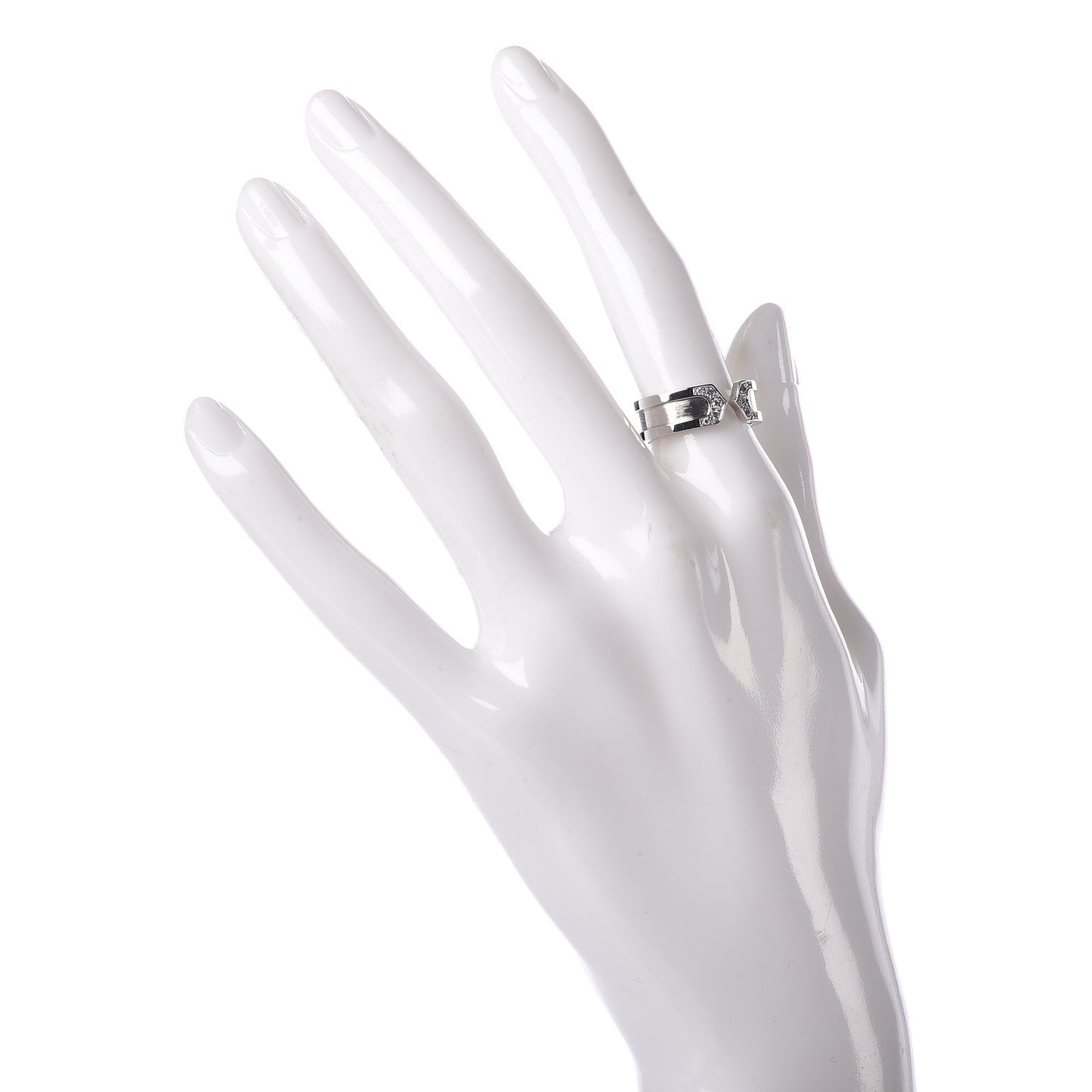 18K White Gold Diamond 6.5mm Logo De Ring 51 5.75