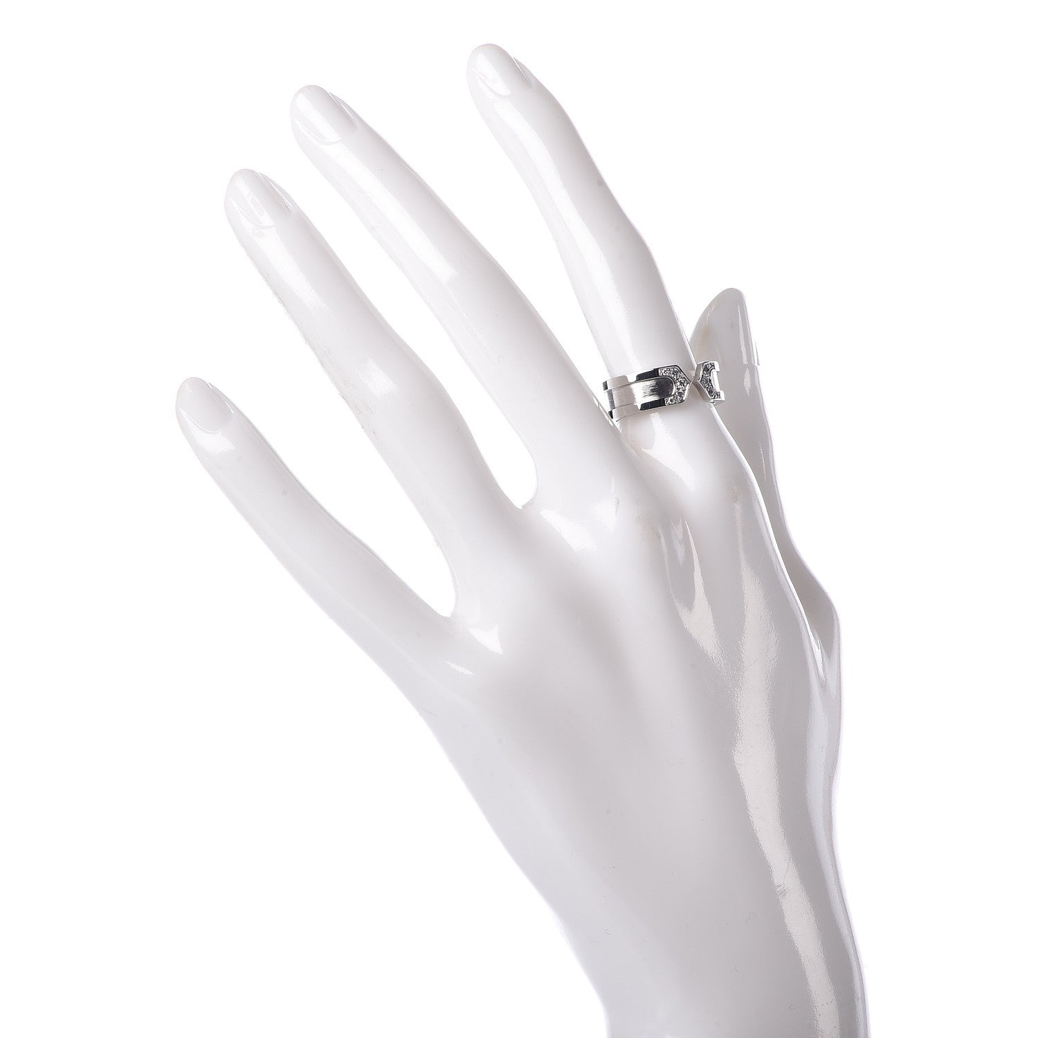 Cartier 18K White Gold Diamond 6.5mm Logo De Ring 51 5.75 2 of 5