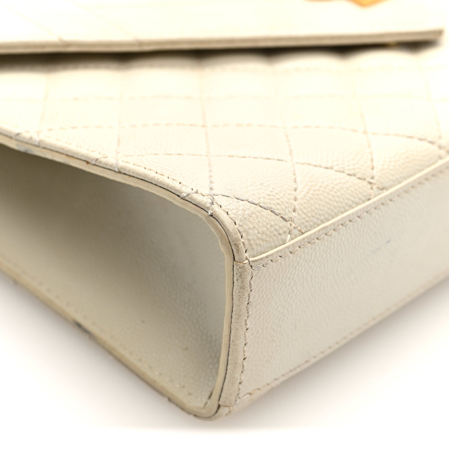 Grain De Poudre Textured Mixed Matelasse Medium Triquilt Monogram Satchel Crema Soft