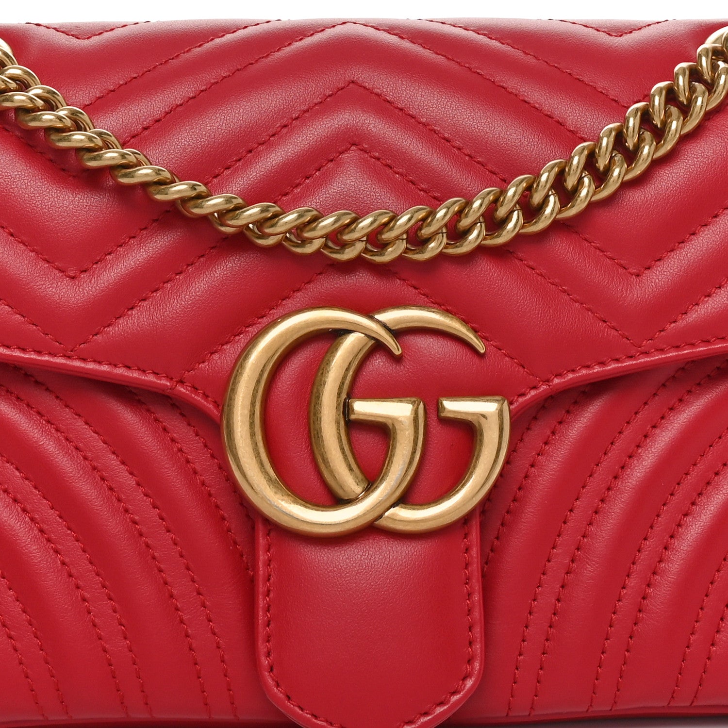 Gucci Calfskin Matelasse Small GG Marmont Shoulder Bag Hibiscus Red 8 of 10
