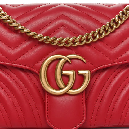 Gucci Calfskin Matelasse Small GG Marmont Shoulder Bag Hibiscus Red 8 of 10