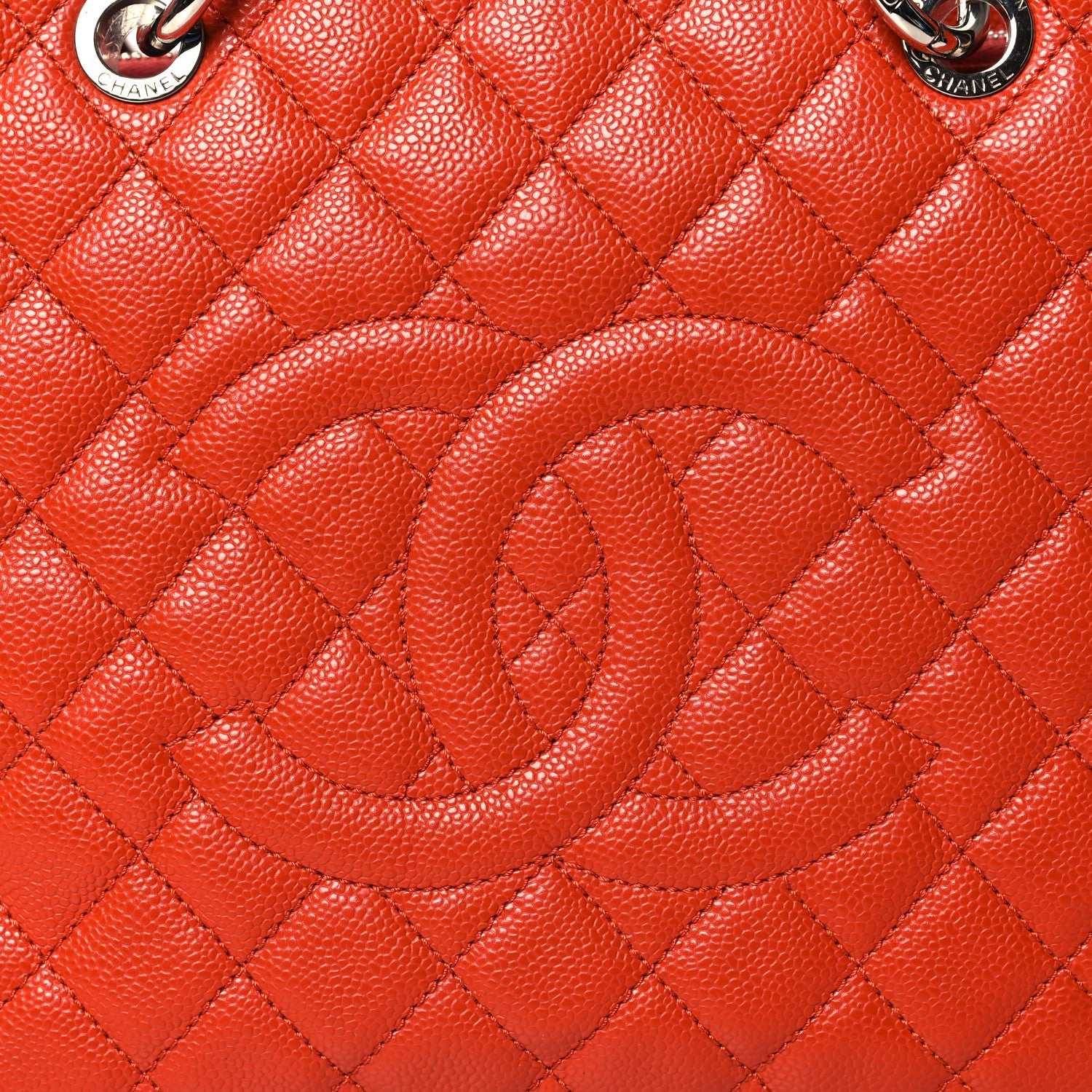 Chanel Caviar Quilted Grand Shopping Tote GST Orange 9 of 12