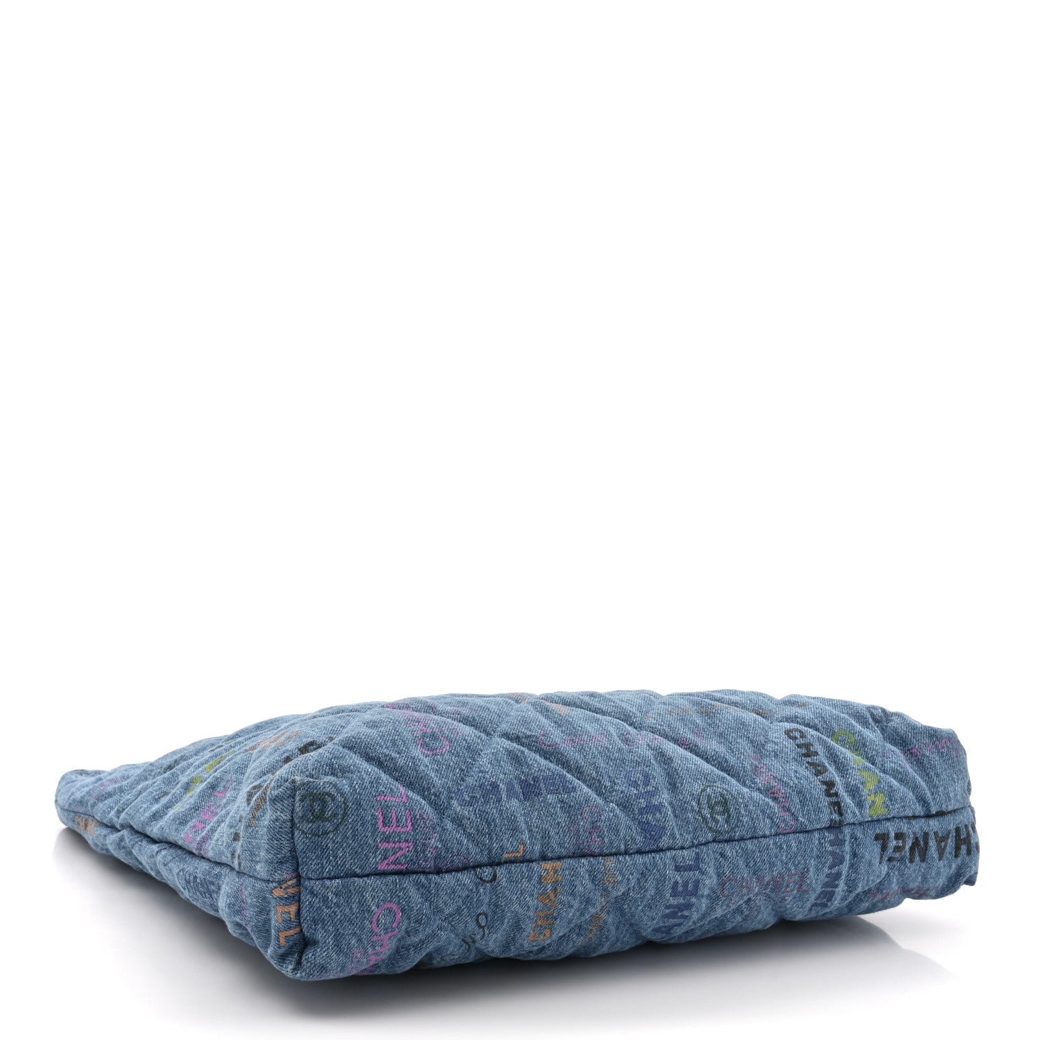 Chanel Denim Quilted Denim Mood Maxi Shopping Bag Blue Multicolor 4 of 12