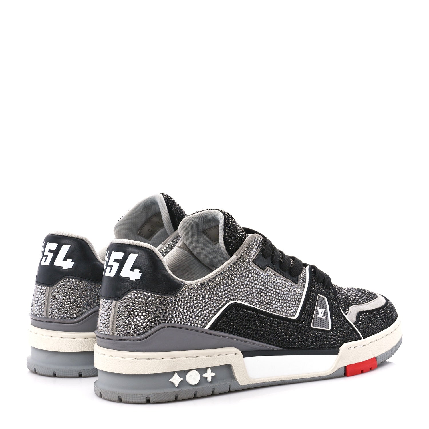 Louis Vuitton Crystal Mens LV Trainer Sneakers 9 Black Grey 4 of 9