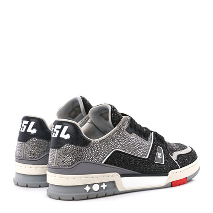 Louis Vuitton Crystal Mens LV Trainer Sneakers 9 Black Grey 4 of 9