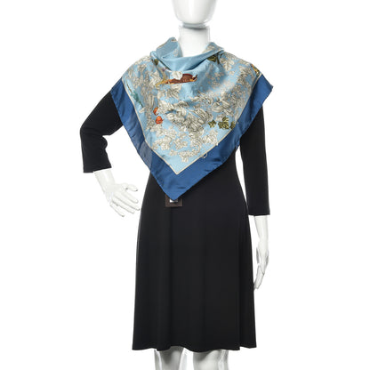 Gucci Silk Twill Wondergardenia Square Scarf Bluette 2 of 3