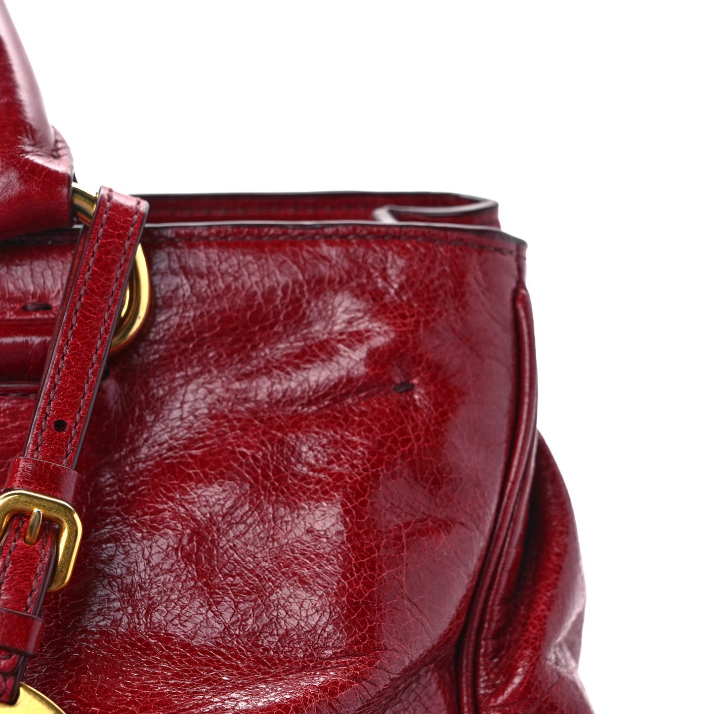 Vitello Shine Shopping Satchel Rosso