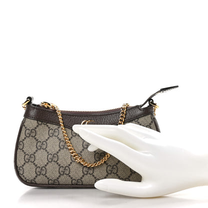 Gucci GG Supreme Monogram Textured Dollar Calfskin Mini Ophidia Chain Bag Beige Ebony 2 of 10