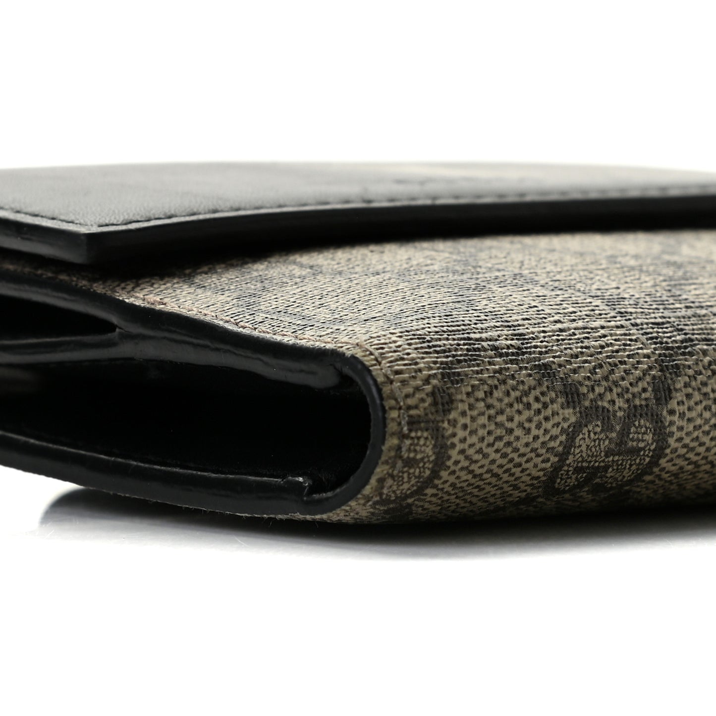GG Supreme Monogram French Flap Wallet Black
