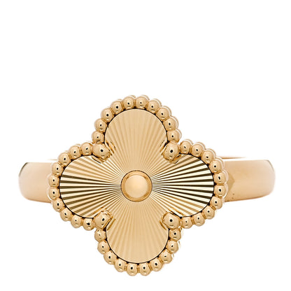 Van Cleef & Arpels 18K Yellow Gold Guilloche Vintage Alhambra Ring 56 7.5 1 of 6