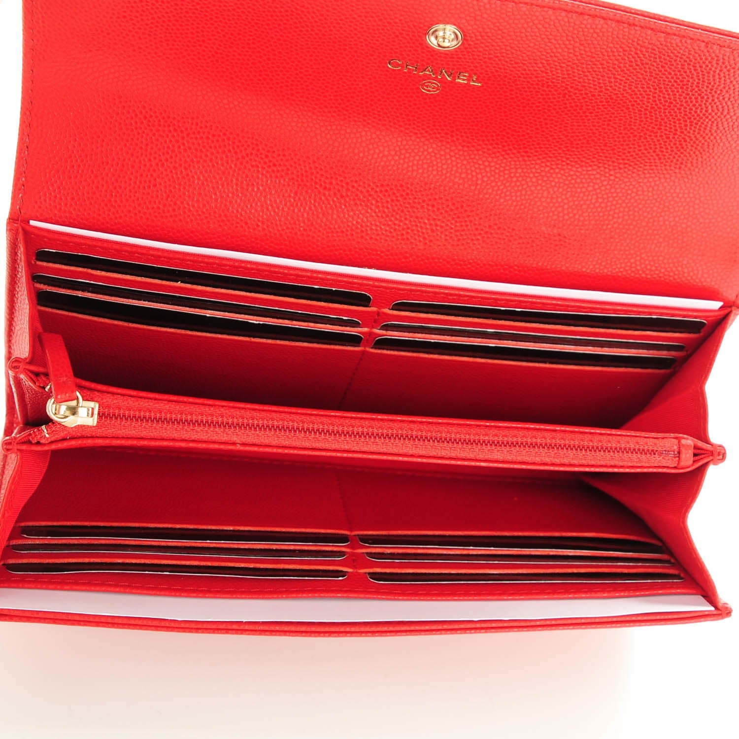 Chanel Caviar Camellia Embossed Flap Wallet Red 7 of 7