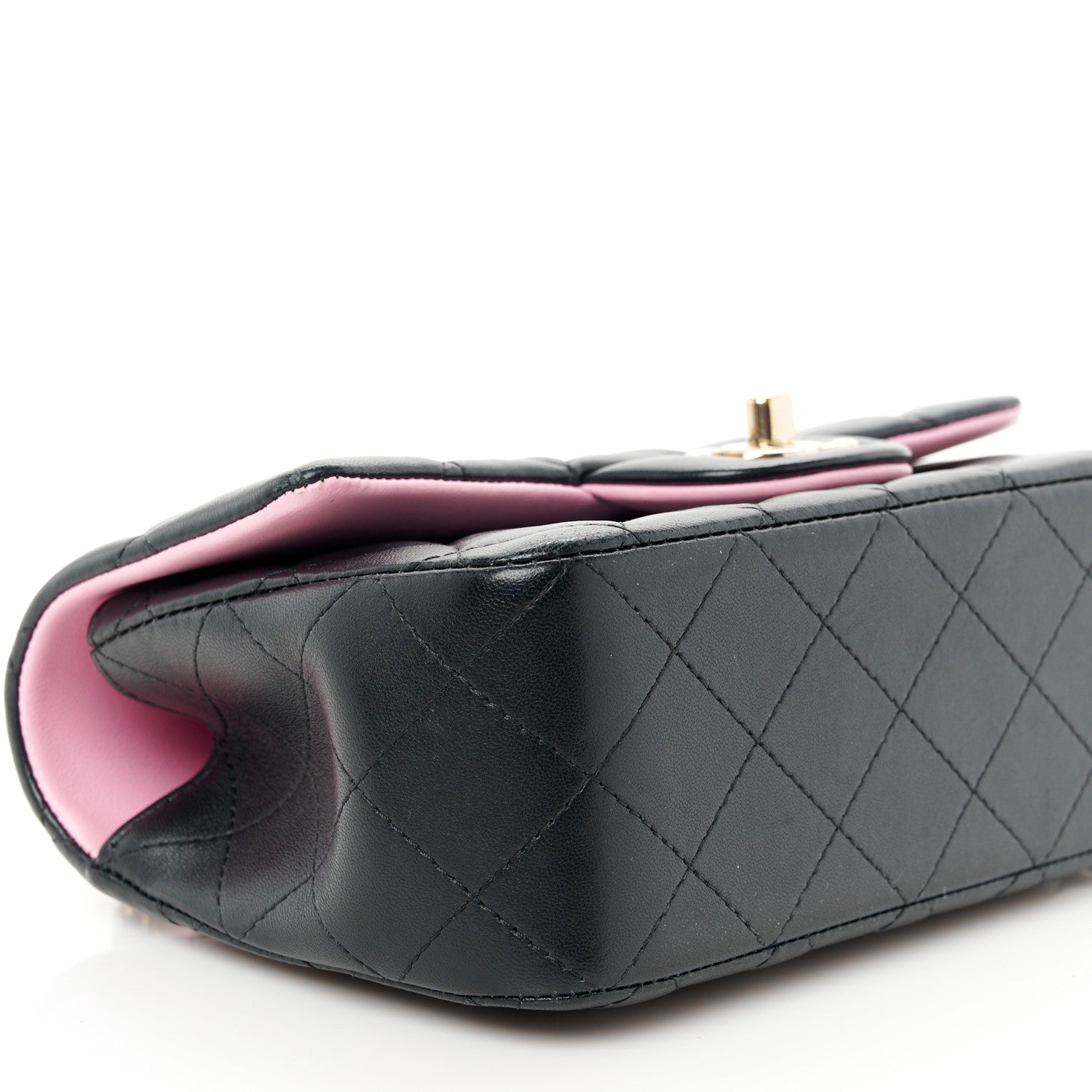 Chanel Lambskin Quilted Bi-Color Mini Top Handle Rectangular Flap Black Lilac 10 of 12