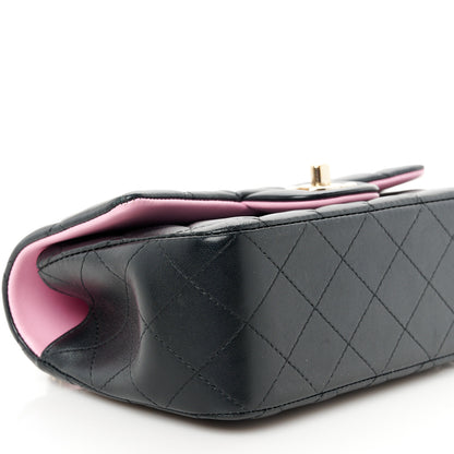 Chanel Lambskin Quilted Bi-Color Mini Top Handle Rectangular Flap Black Lilac 10 of 12